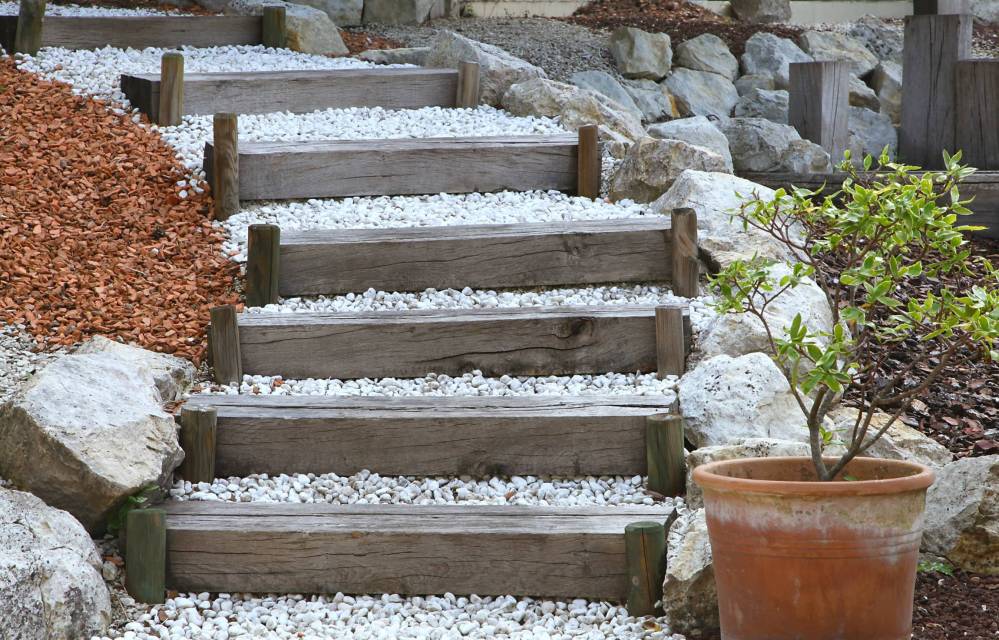 Escalier extérieur bois à Biscarrosse