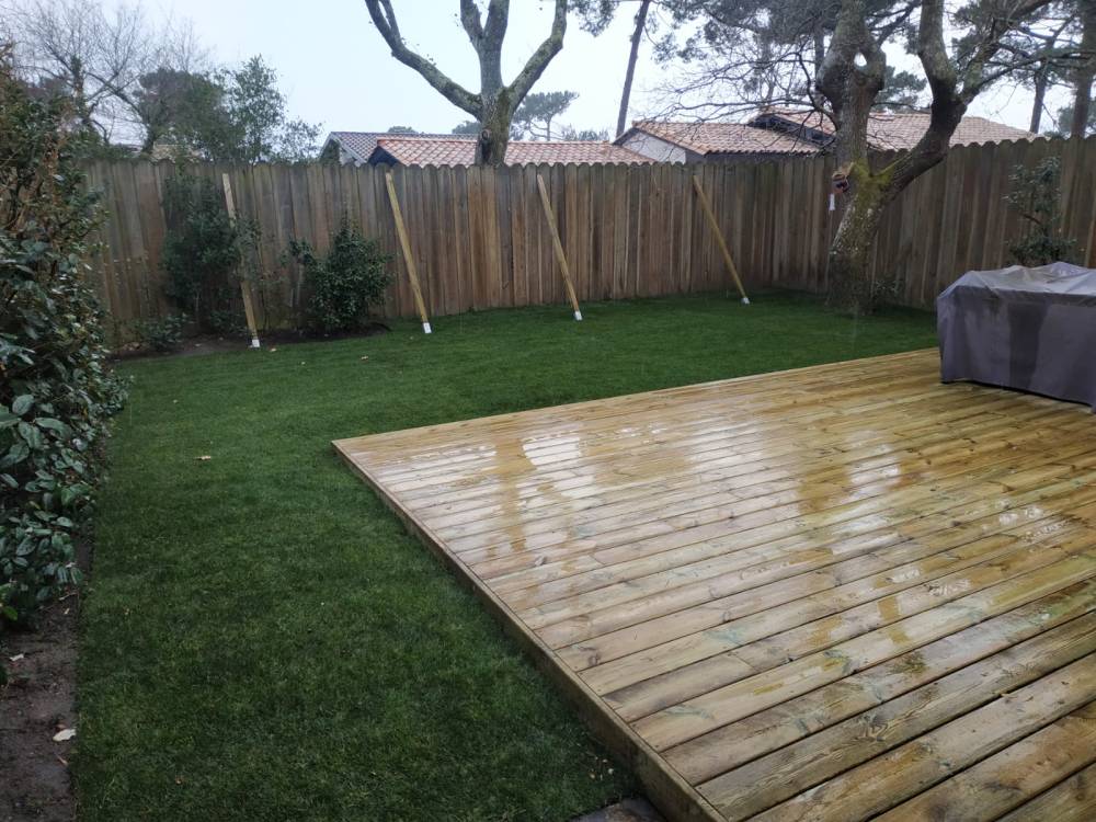 terrasse pin et cloture